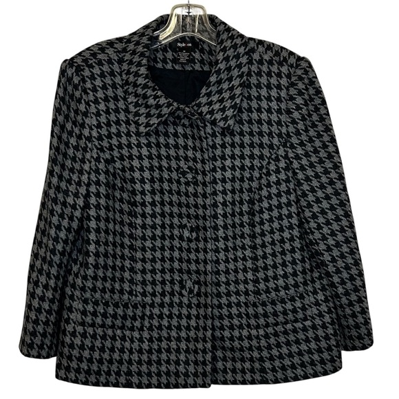 Style & Co Black and Gray Houndstooth Blazer. Size 14 - Picture 1 of 6